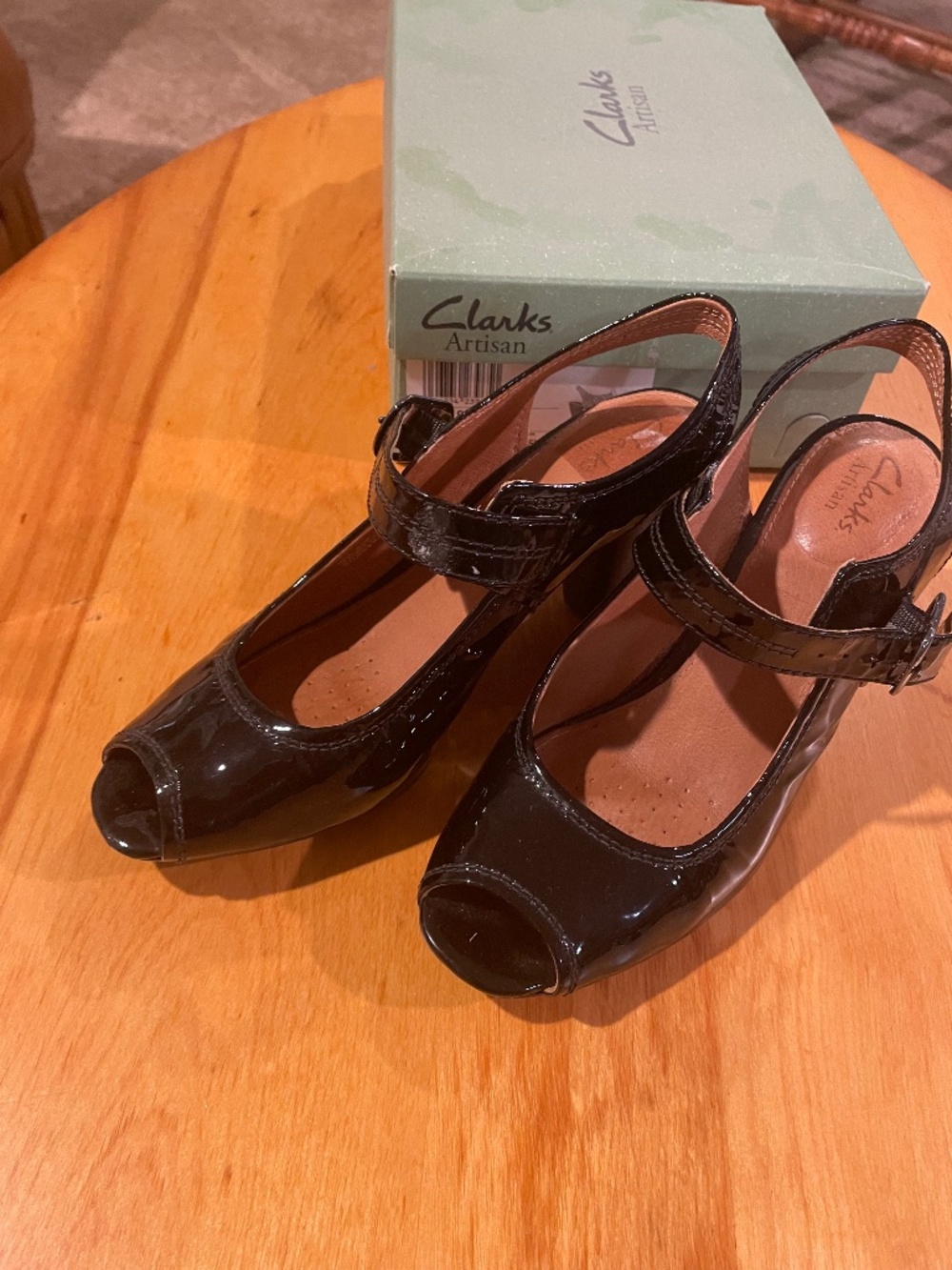 Patent leather Clark’s sandals